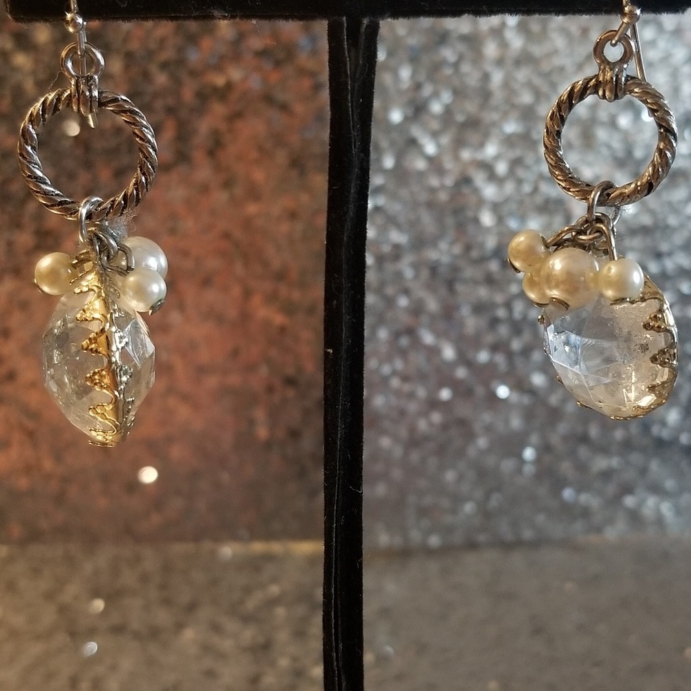 Silver and Quartz Dangle Earrings